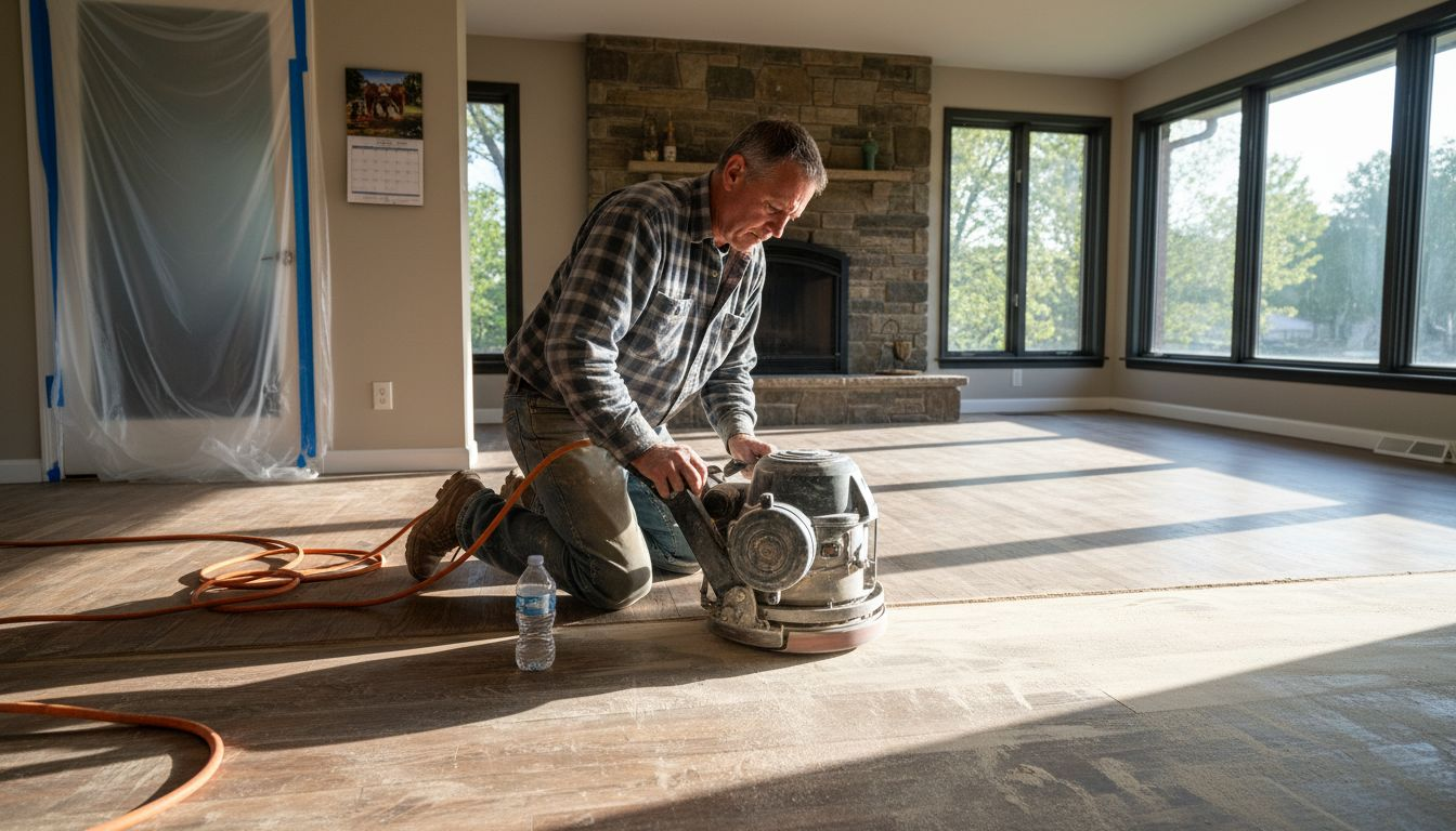 Flooring specialist sanding hardwood floors