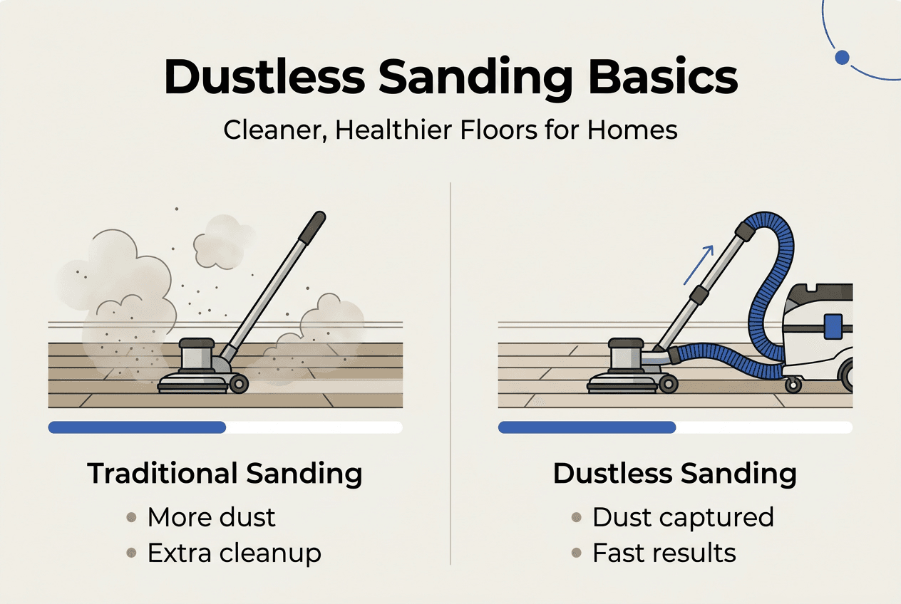 Infographic comparing dustless and traditional sanding
