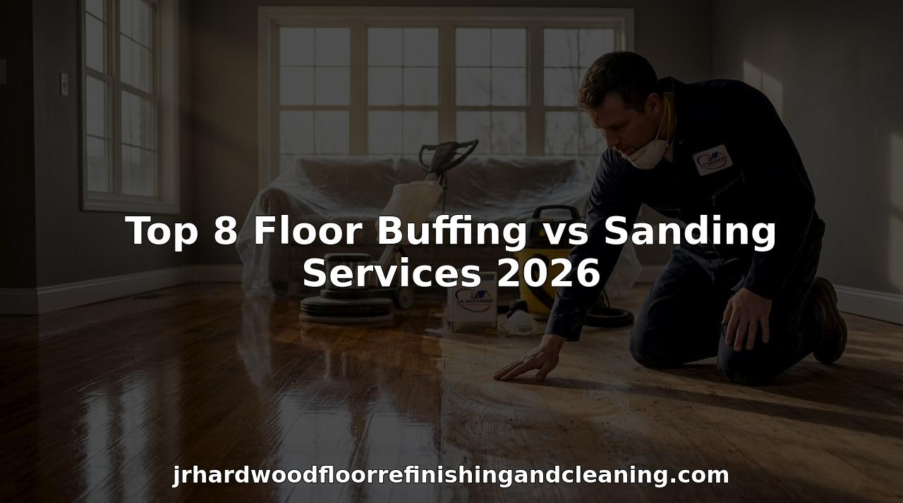 Floor specialist comparing buffed and sanded hardwood