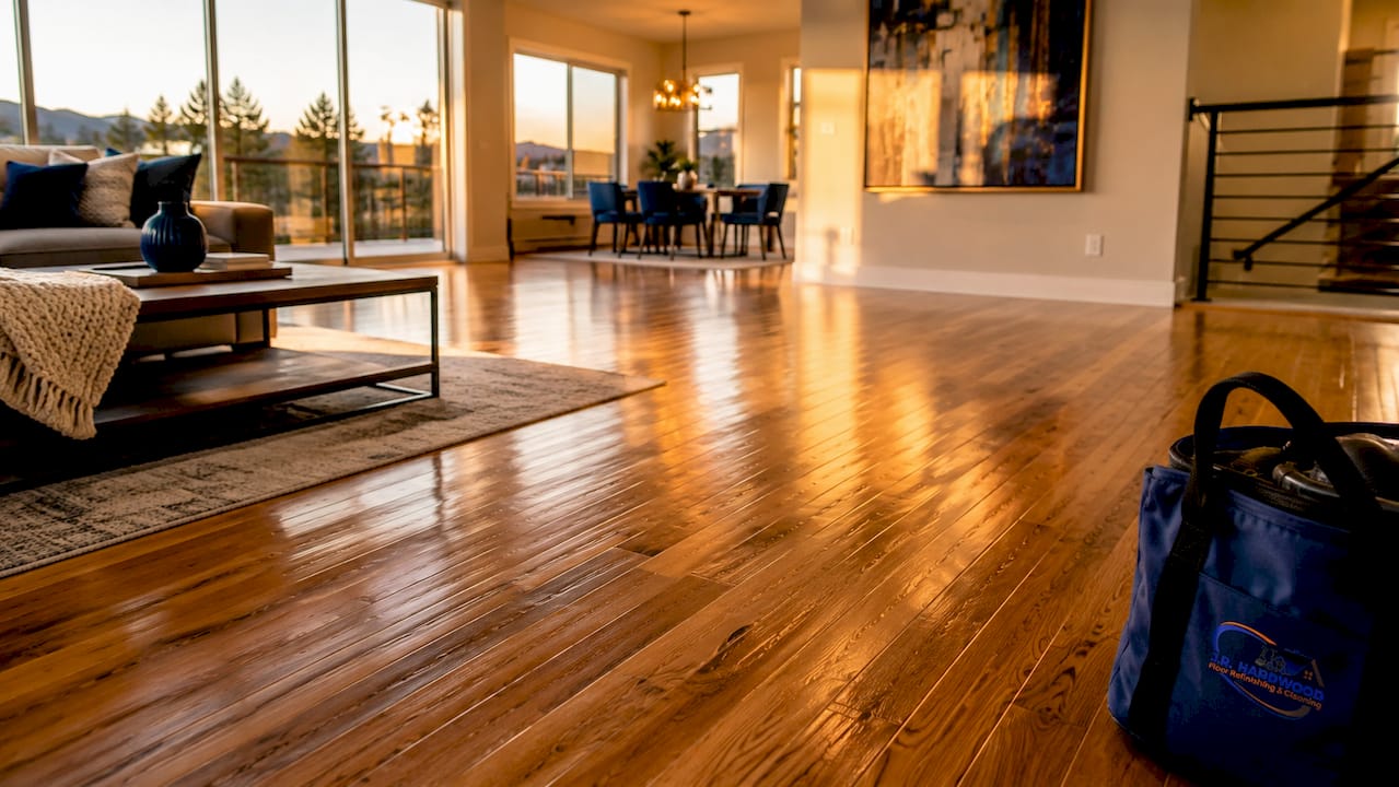 After shot of refinished warm hardwood floor
