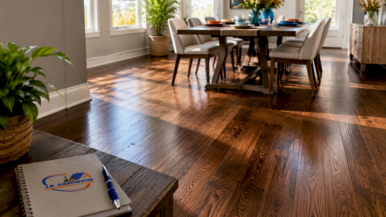 Bright after shot of refinished hardwood floor