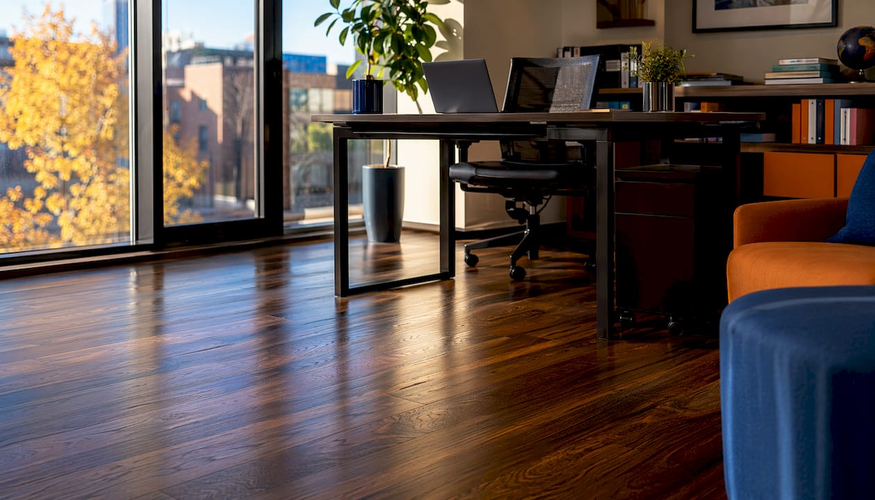 Close-up of beautifully refinished hardwood floor