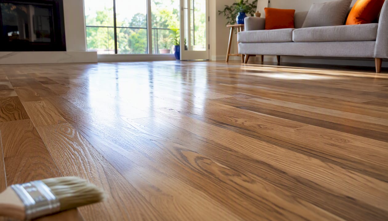 Close-up of refinished hardwood floor