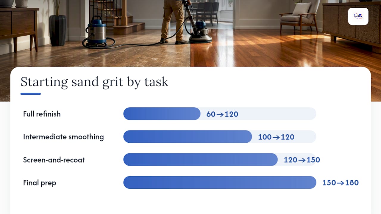 Diagram of hardwood floor sanding grits and purposes