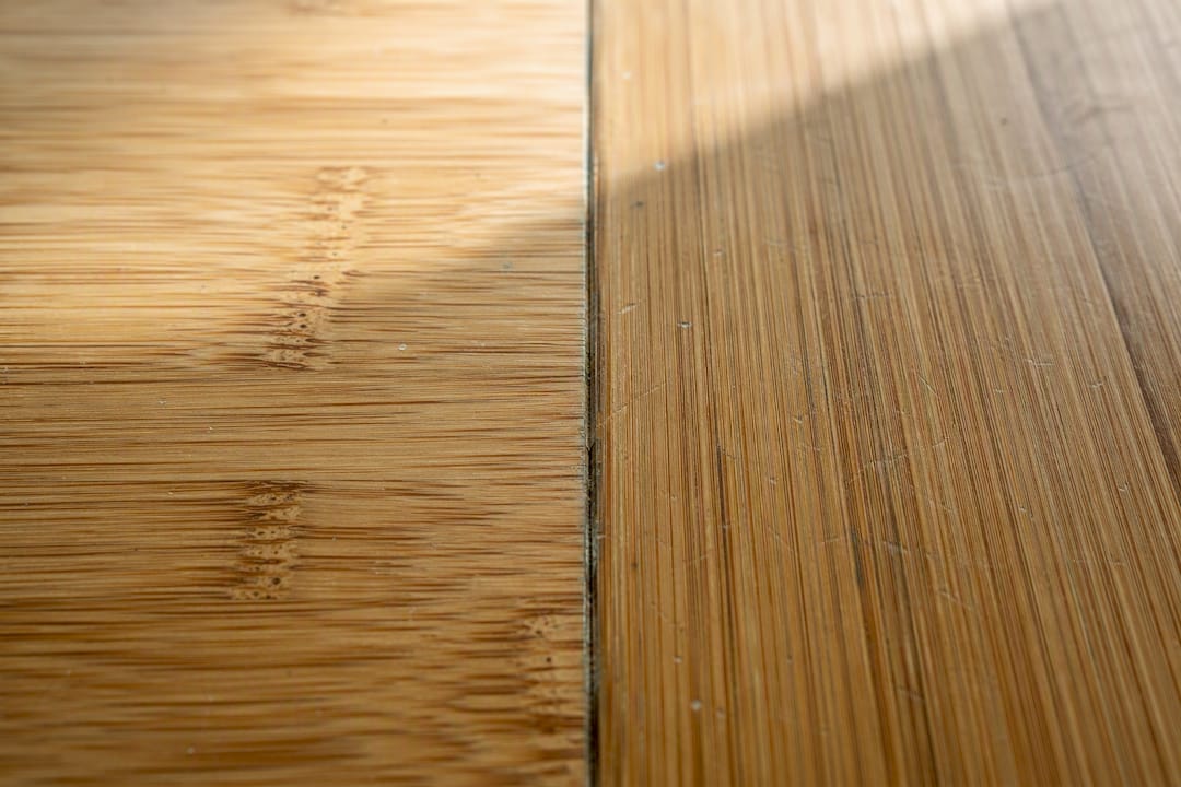 Close-up of bamboo floor showing horizontal and vertical grain