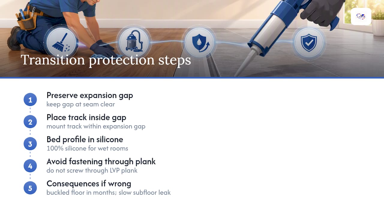 LVP tile transition installation protection steps