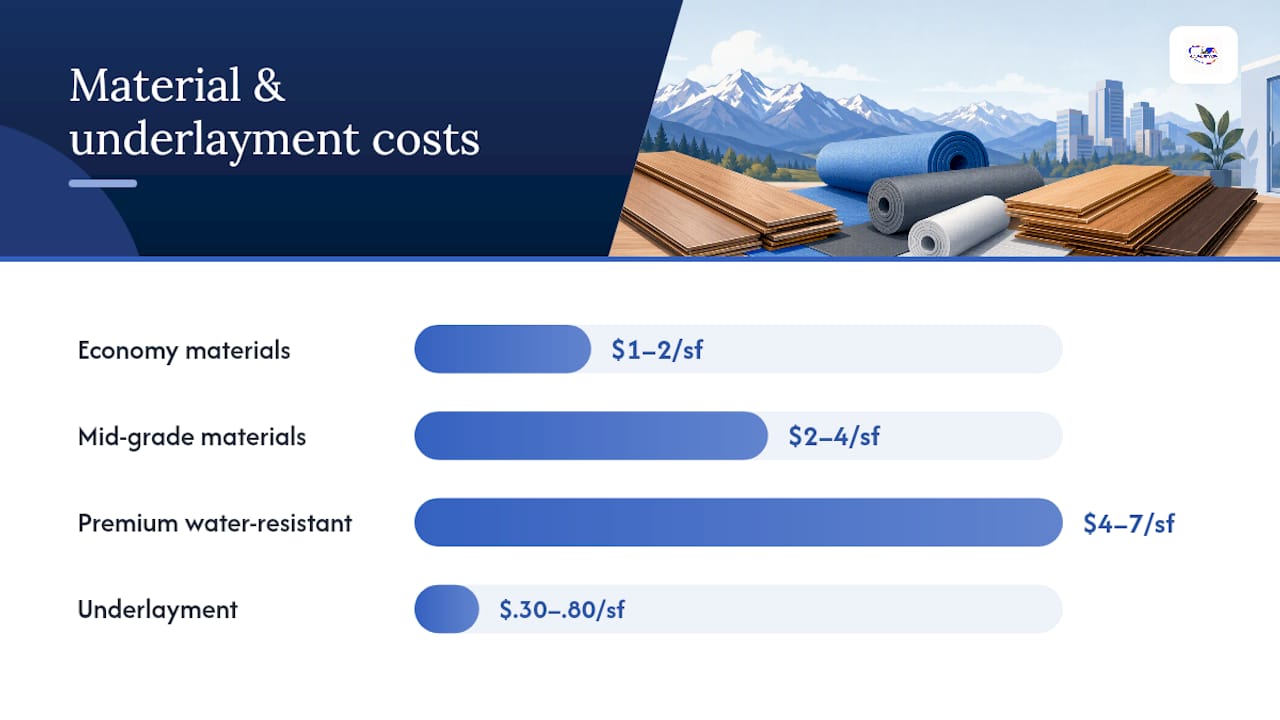 Laminate material and underlayment cost ranges