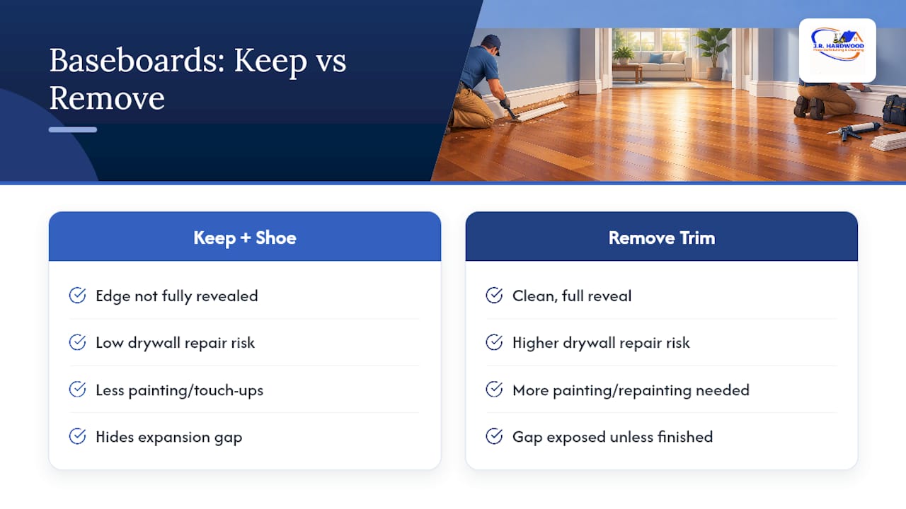 Baseboard removal versus shoe molding comparison